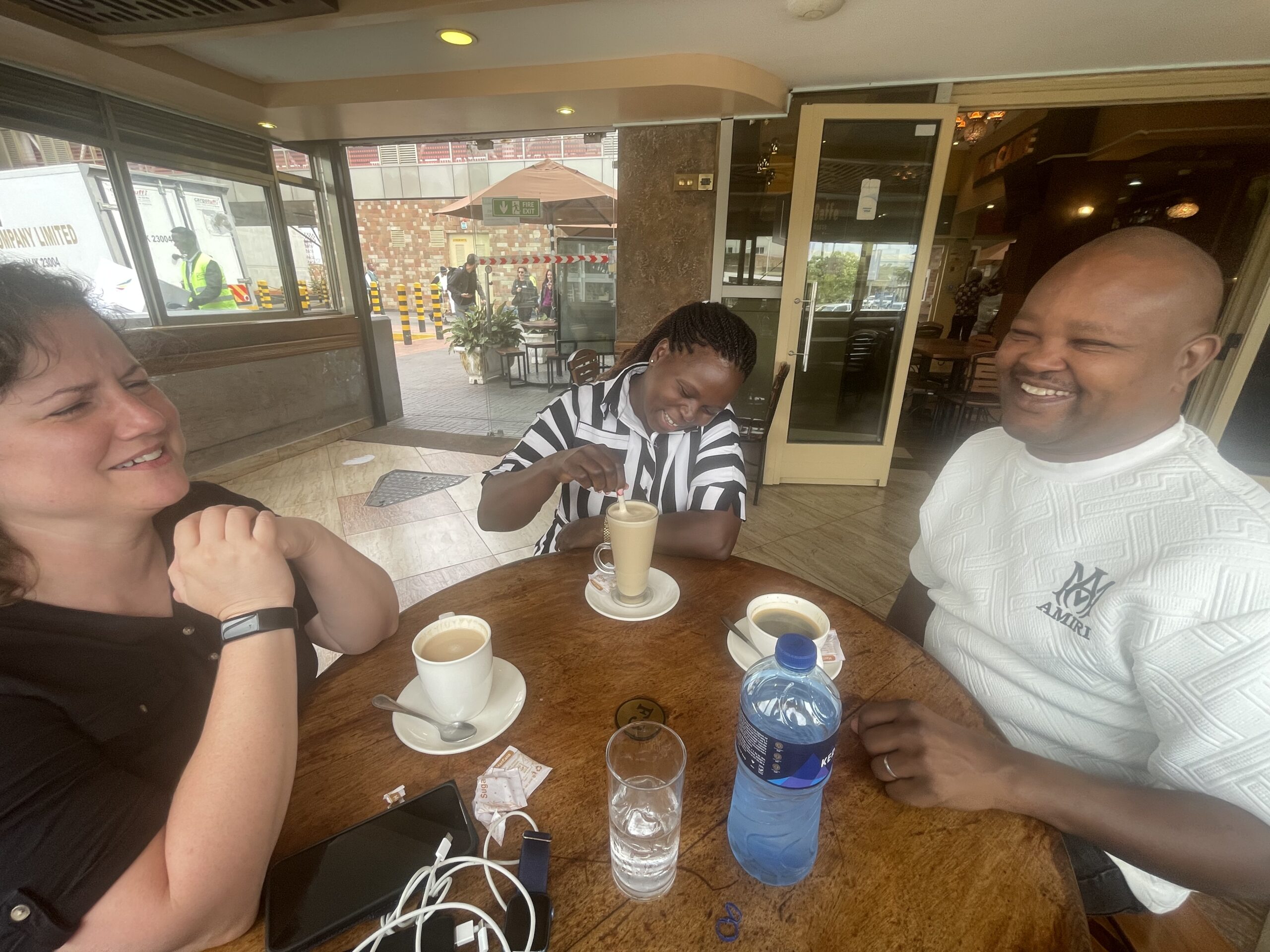 Arriving at Kenya Airport with Edith and Moses